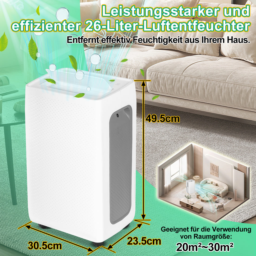 Sonnewelt dehumidifier 26L with timer function, laundry drying function, defrost function