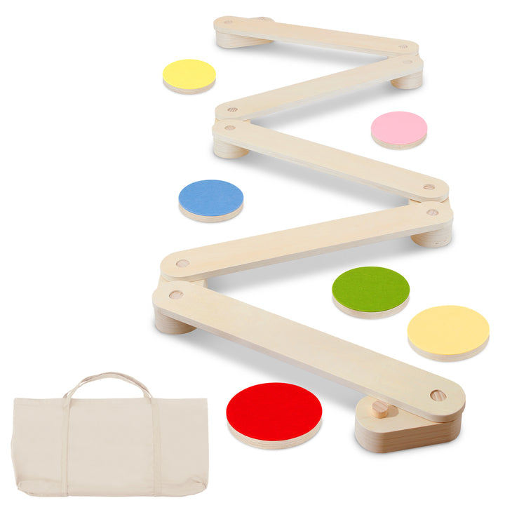 Sonnewelt wooden balance beam with 6 balancing stones for children