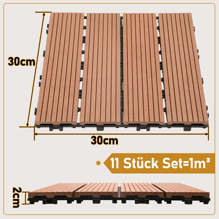 Sonnewelt WPC Terrassenfliesen 30x30 cm 11er Set in Holzoptik