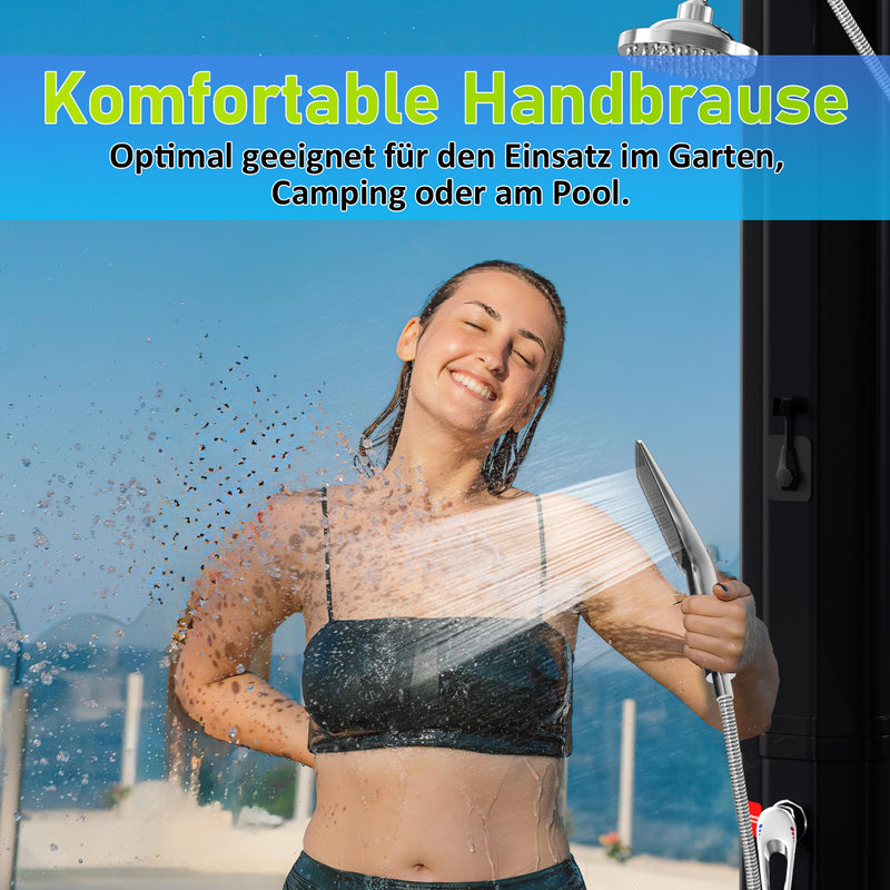 Sonnewelt 35L Solardusche Gartendusche Inkl. Schutzhaube und Handbrause