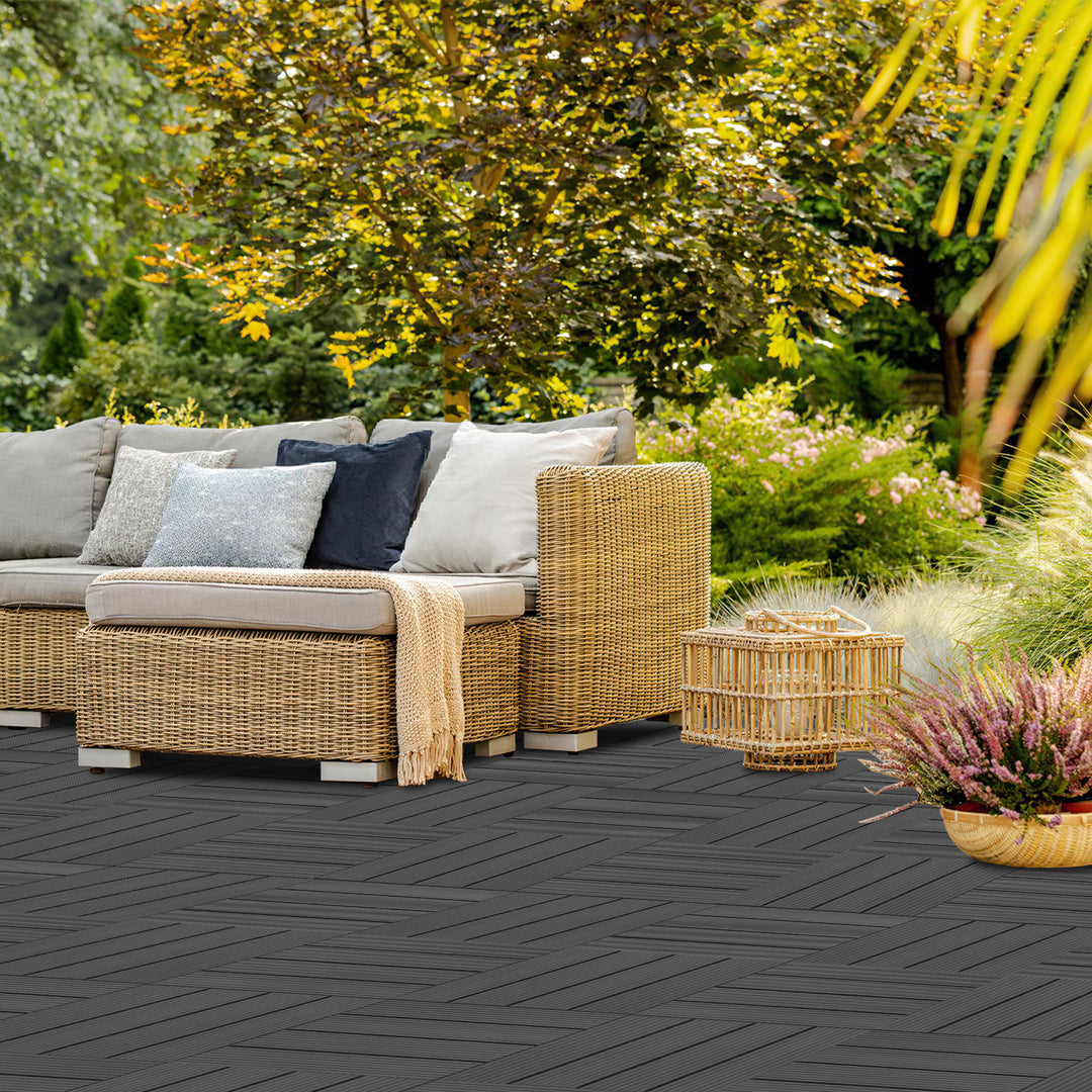 Sonnewelt WPC Terrassenfliesen 30x30 cm 11er Set in Holzoptik