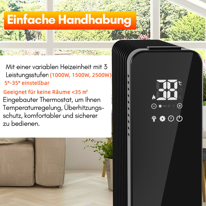 Sonnewelt Ölradiator Elektroheizung 2500W WiFi App & Fernbedienung