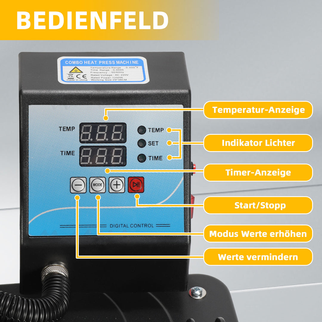 Sonnewelt Transferpresse Hitzepresse 8 IN 1 1250W