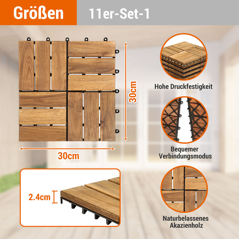 Sonnewelt wooden tiles 30x30cm 12 slatted tiles (11 pieces)