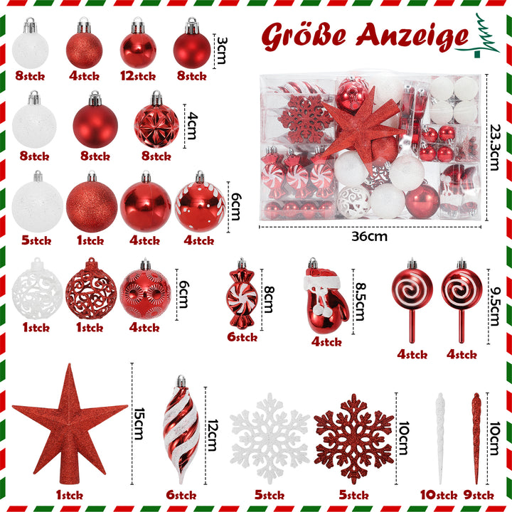 Sonnewelt Christmas Baubles Set 130 Christmas Tree Baubles for Christmas Tree