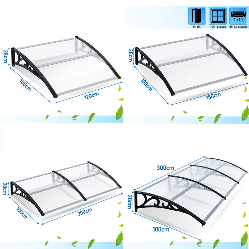 Sonnewelt Vordach für Haustür Pultbogenvordach Transparent