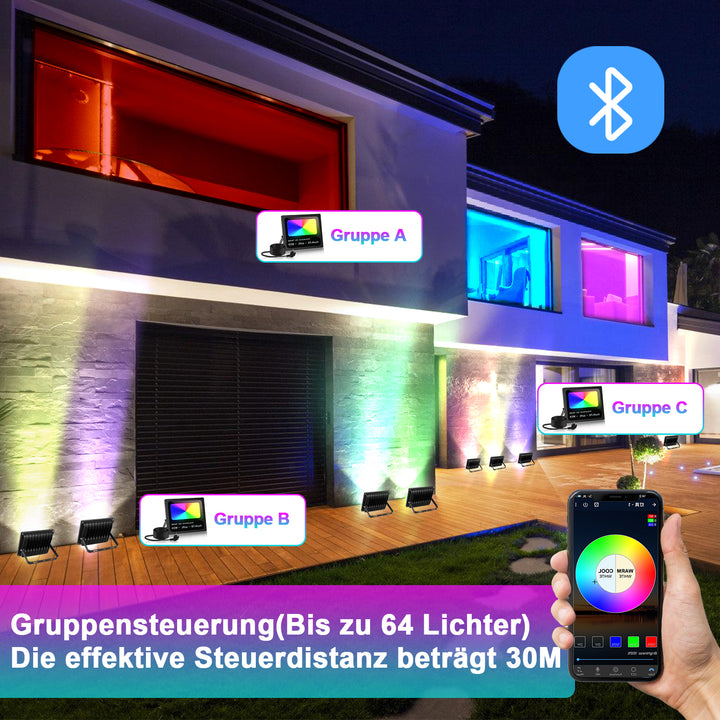 Sonnewelt RGB LED Strahler 50W 2 Stück Bluetooth APP-Steuerung