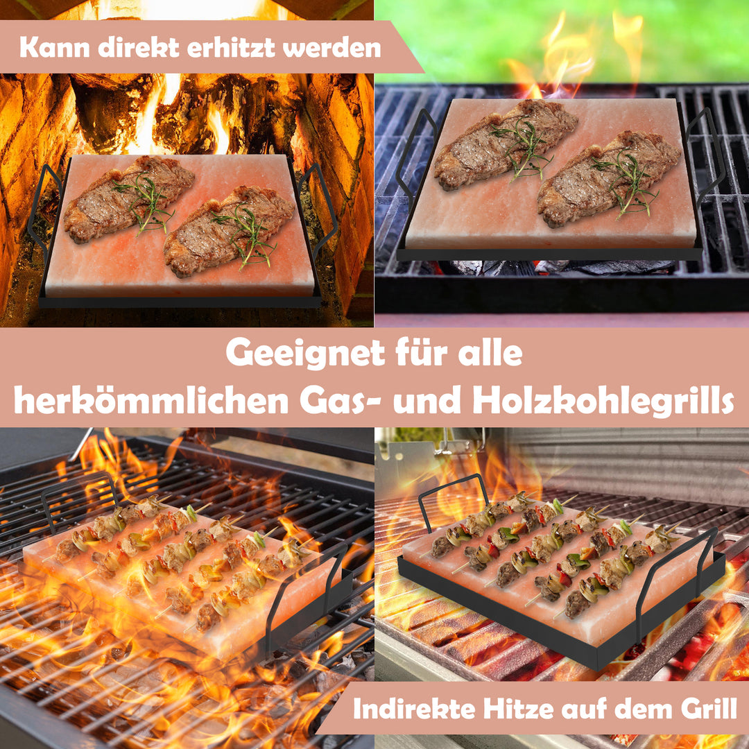 Sonnewelt salt grill stones 20x30x3cm with iron plate