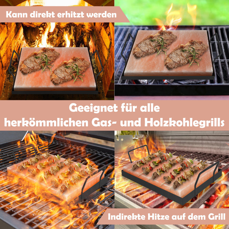 Sonnewelt Salz Grillsteine 20x30x3cm Mit Eisenplatte