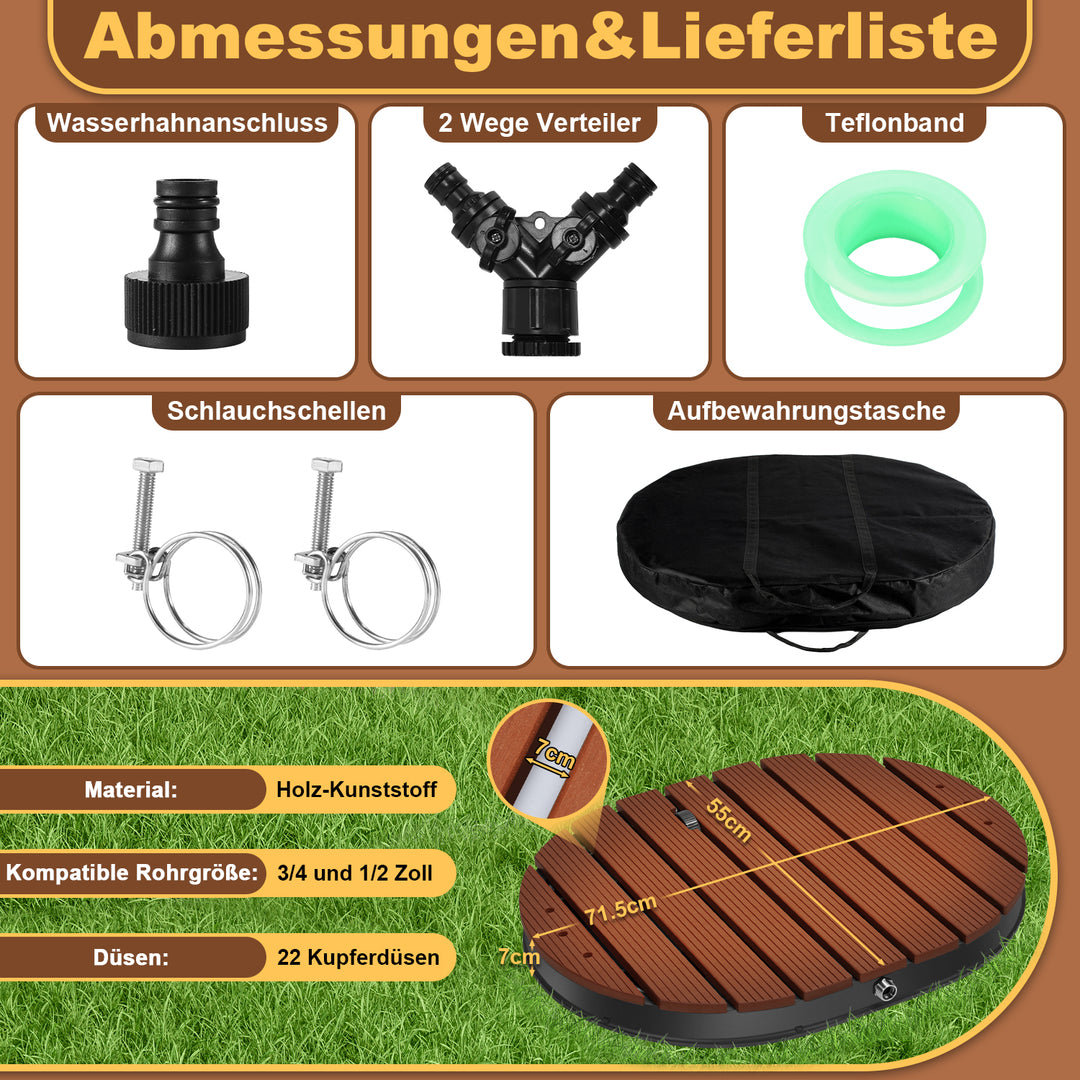 Sonnewelt Bodendusche Gartendusche mit Fußrad und 22 Kupferdüsen