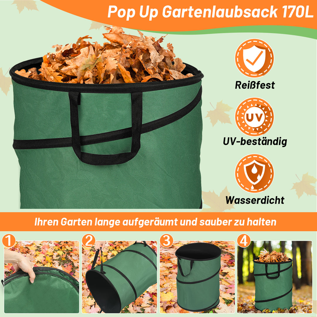 Sonnewelt Gartensack Pop Up Gartenabfallsack 170L mit Griffen