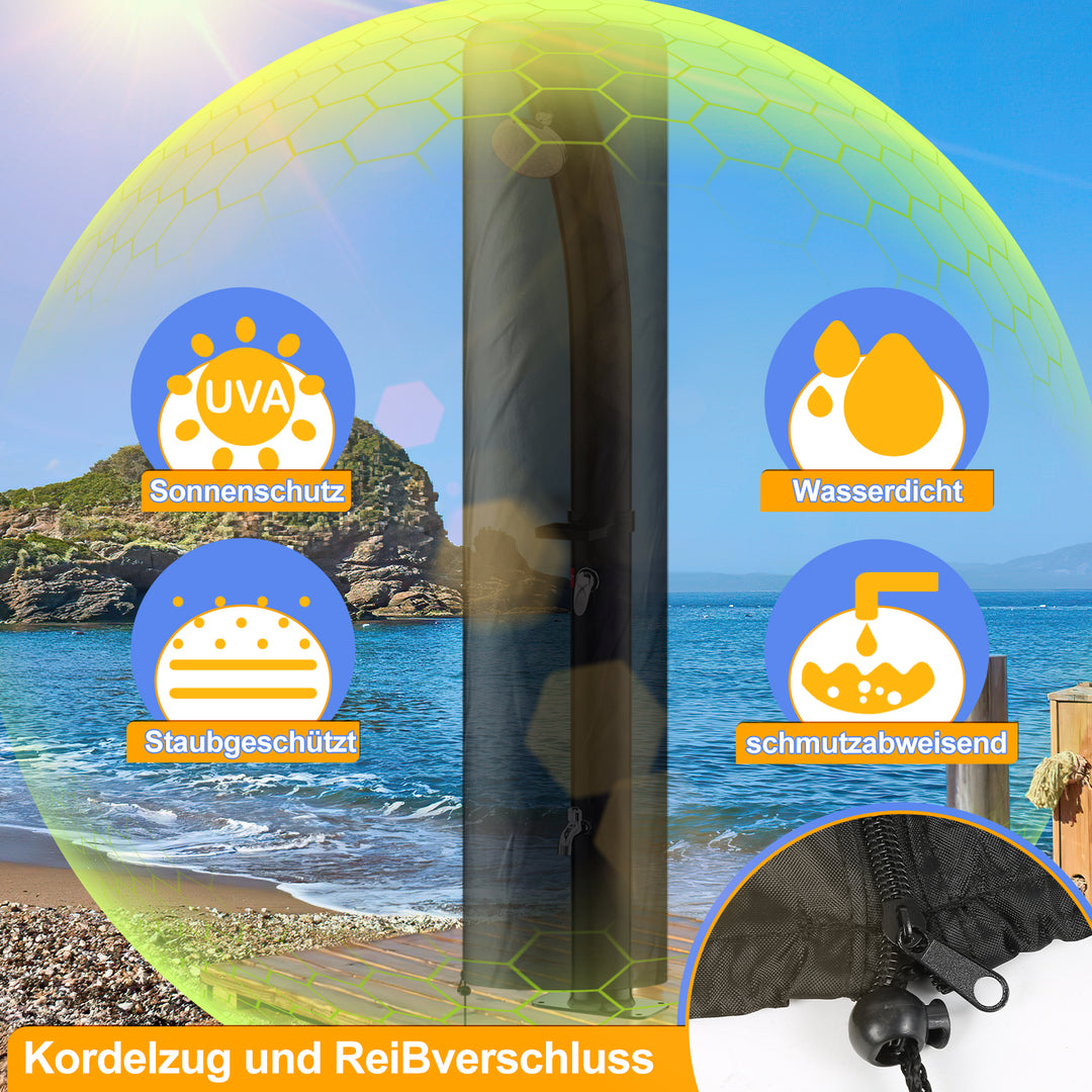 Sonnewelt 35L Solardusche Curve mit Regenduschkopf und Schutzhaube