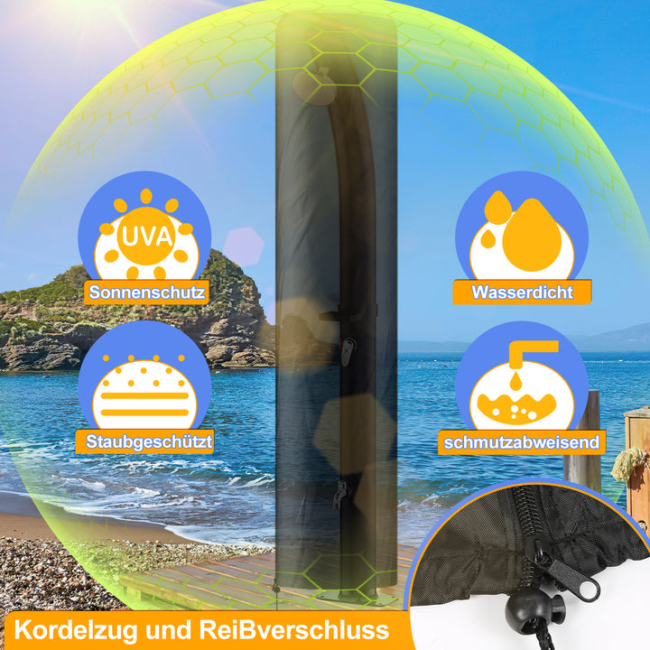 Sonnewelt 35L Solardusche Curve mit Regenduschkopf und Schutzhaube