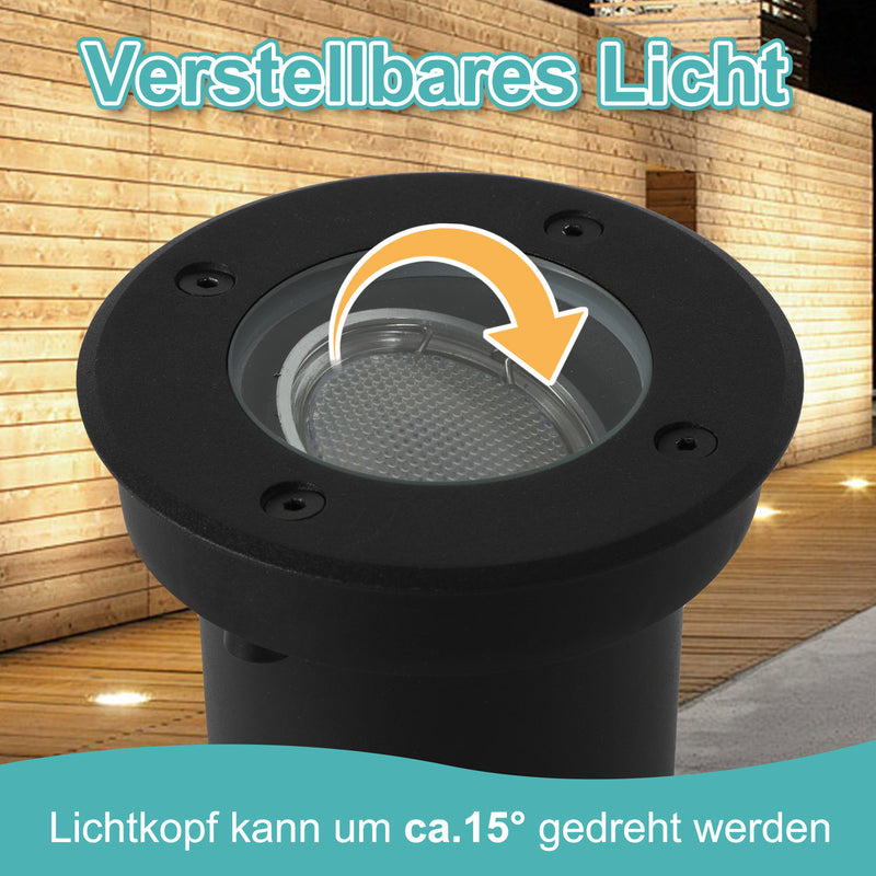 Sonnewelt LED Bodeneinbaustrahler 3W Warmweiß mit Mattierten Ersatzlinsen