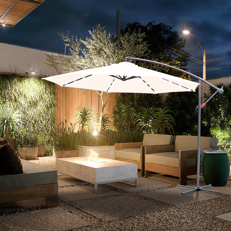 Sonnewelt Ampelschirm 3m/3.5m mit Solar LED