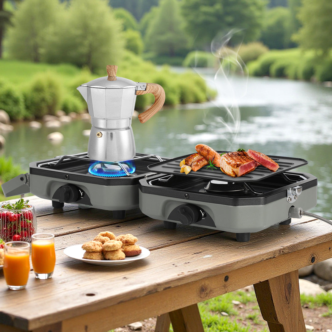 Sonnewelt Campingkocher 2-in-1 Gascampingherd Faltbarer