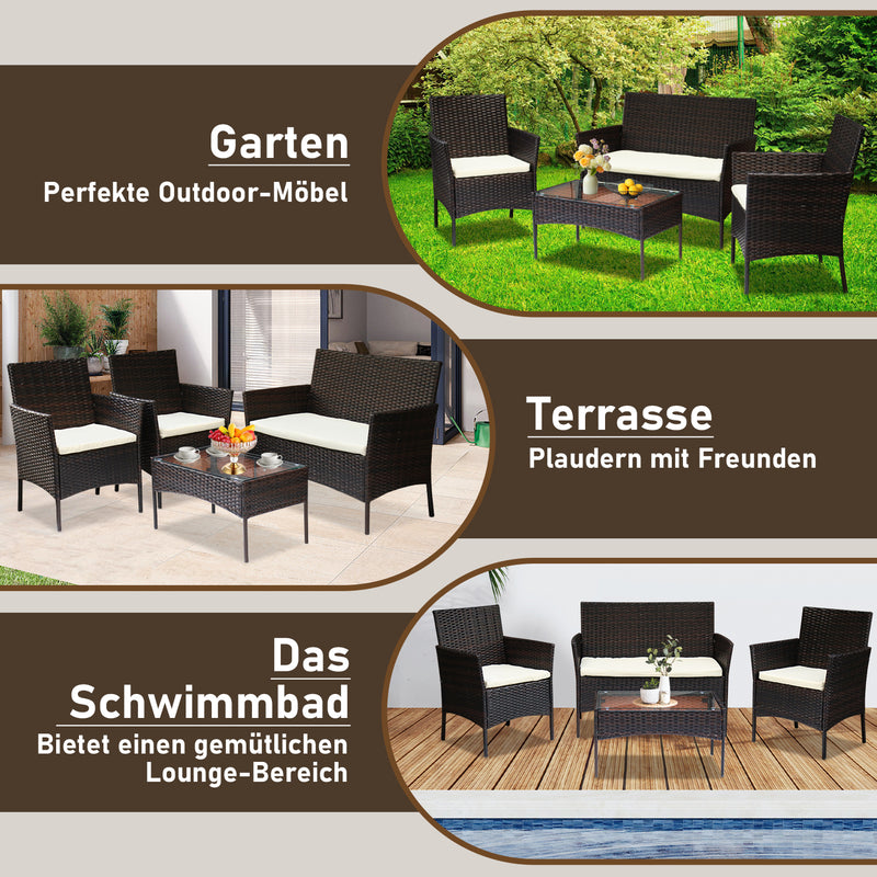 Sonnewelt Polyrattan Sitzgruppe Gartenmöbel Set