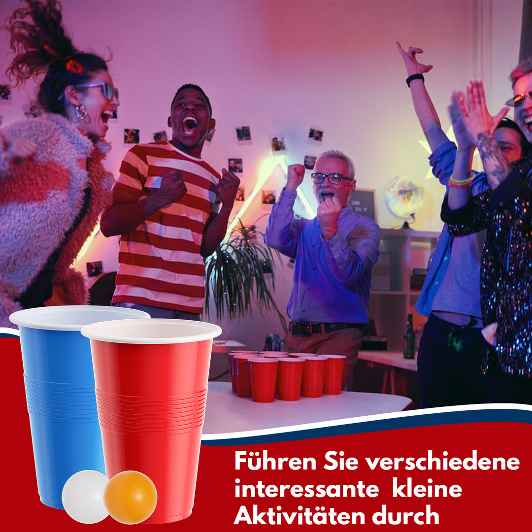 Sonnewelt Pong-Becher-Set 100 Partybecher und 10 Bälle