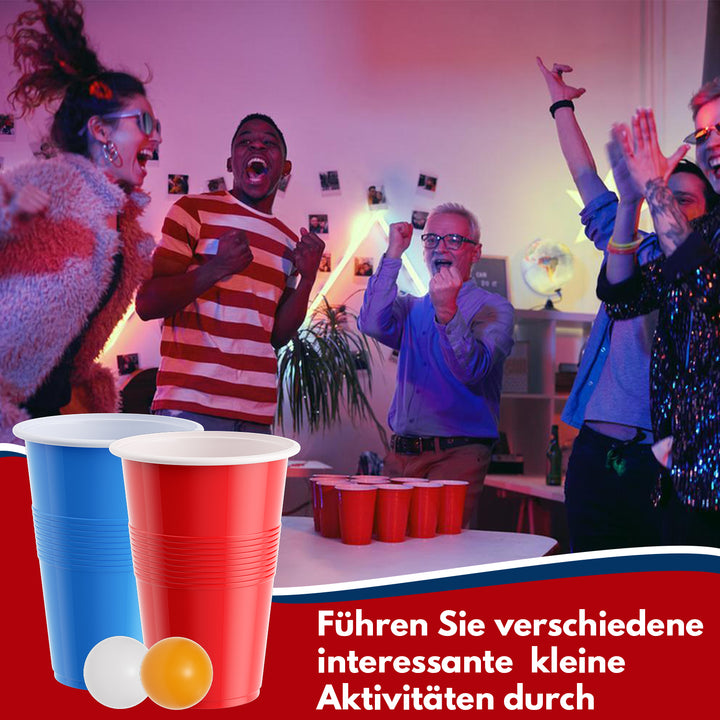 Sonnewelt Pong-Becher-Set 100 Partybecher und 10 Bälle