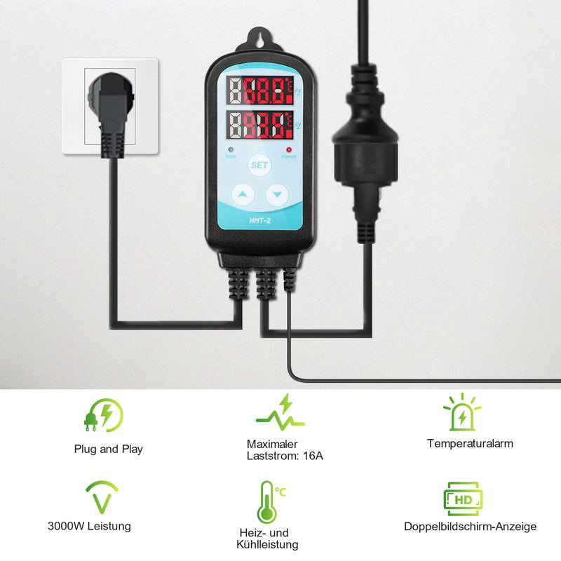 Sonnewelt Gewächshausheizung Elektrische Heizung mit Timer und Thermostat