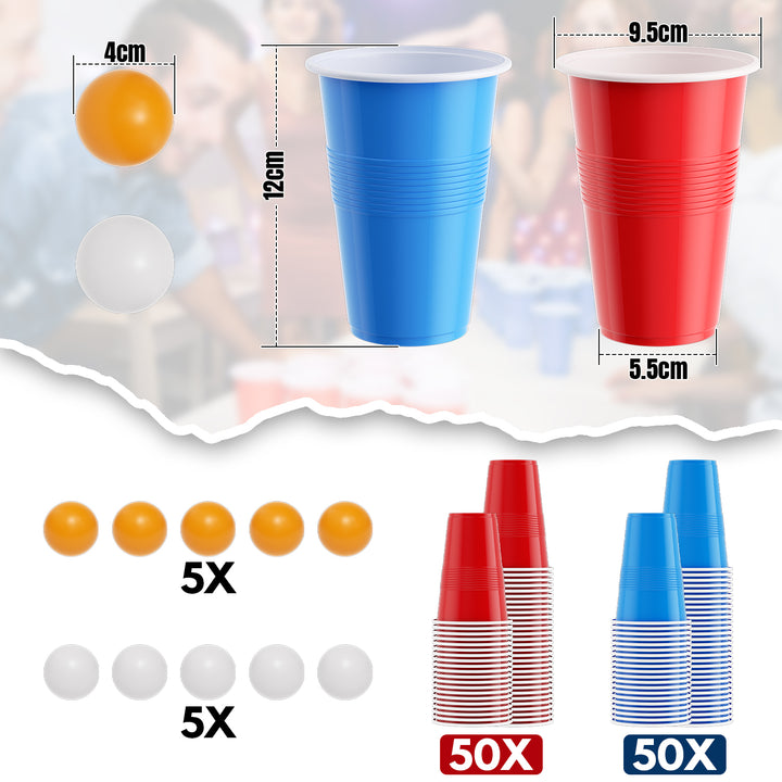 Sonnewelt Pong-Becher-Set 100 Partybecher und 10 Bälle
