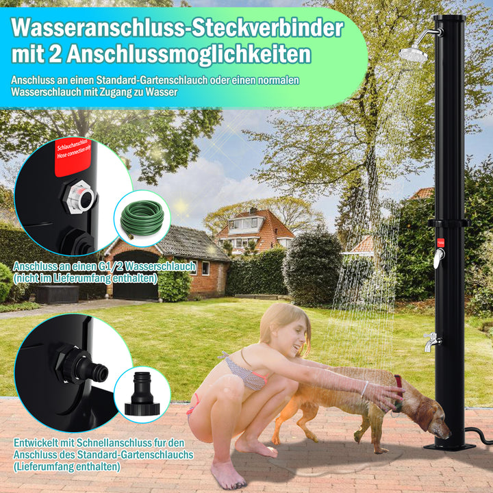 Sonnewelt solar shower with shower head, foot shower and protective cover 20L