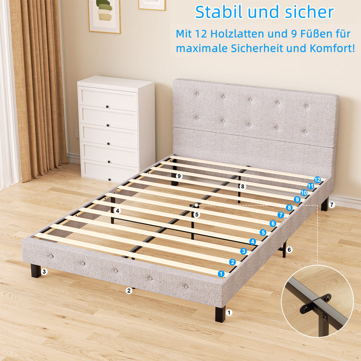 Sonnewelt upholstered bed frame with headboard soft fabric