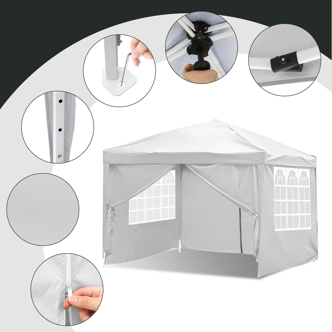 Sonnewelt Pop-Up Pavillon Gazebo mit Zentralverriegelung 3x3m mit Seiten