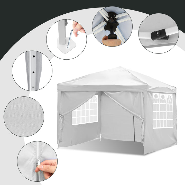 Sonnewelt Pop-Up Pavillon Gazebo mit Zentralverriegelung 3x3m mit Seiten