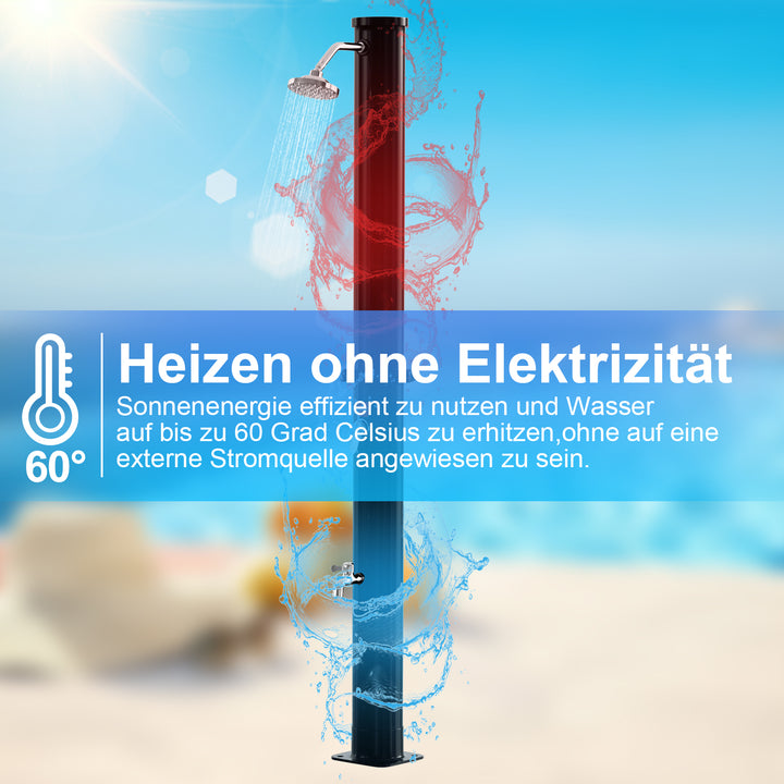Sonnewelt solar shower with shower head, foot shower and protective cover 20L