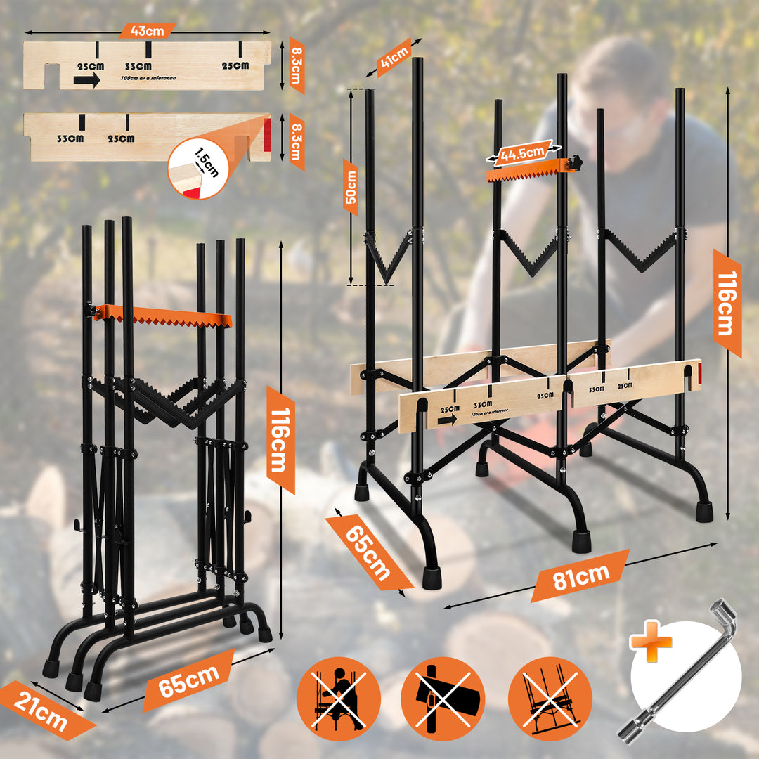 Sonnewelt Sägebock Klappbar Holzsägebock mit Auswurfsicherung & Maßskala
