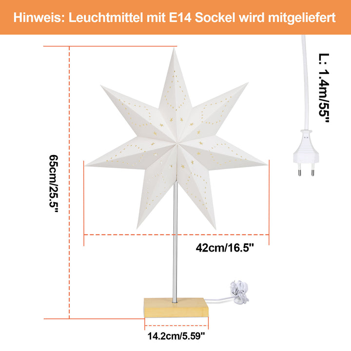 Sonnewelt LED Christmas Star Paper Table Lamp 65cm