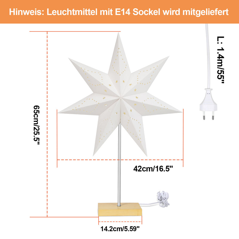 Sonnewelt LED Weihnachtsstern Papier Tischlampe 65cm