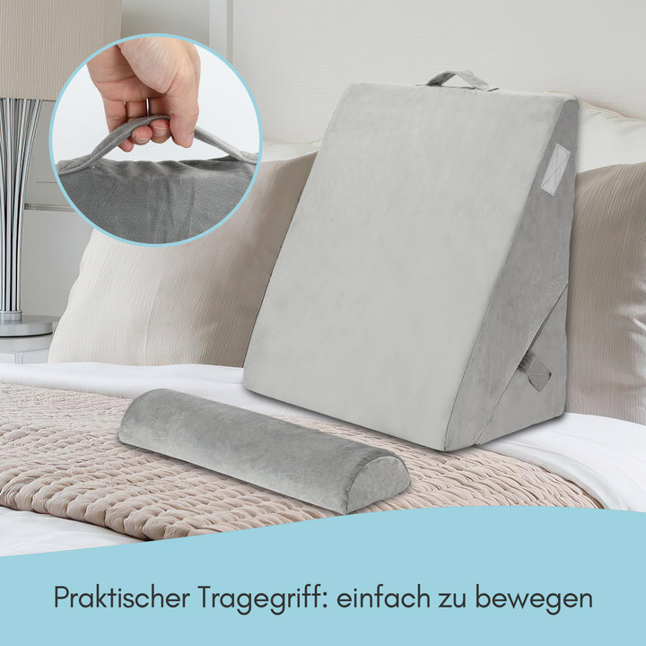 Sonnewelt wedge pillow bed headboard with removable neck roll