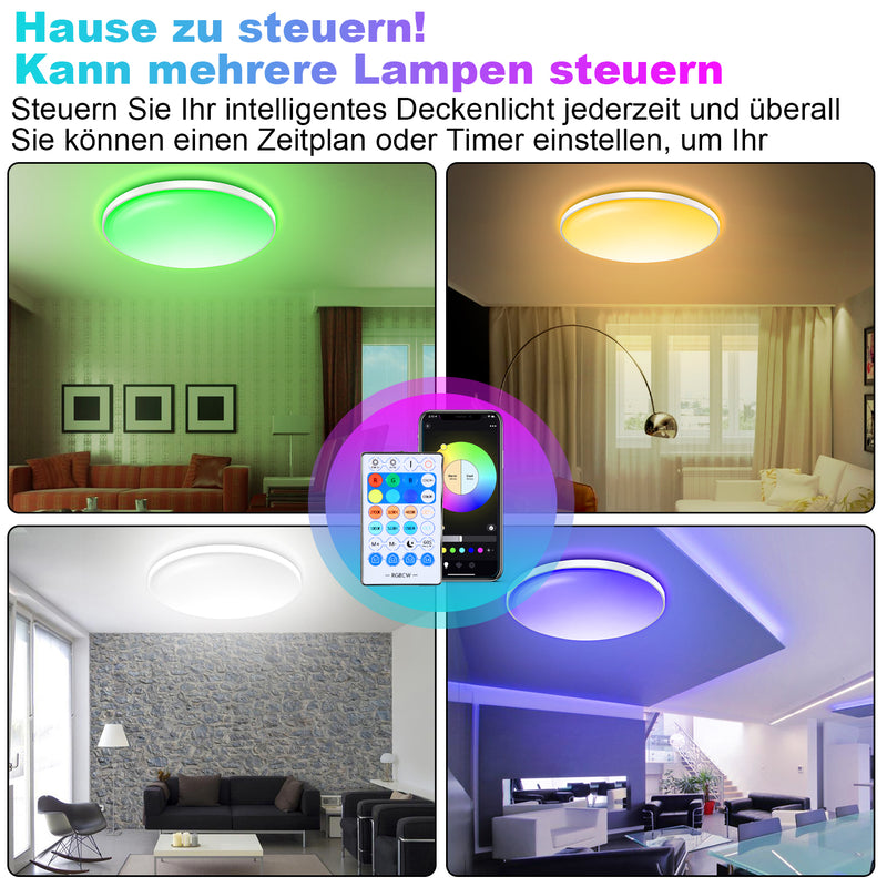 Sonnewelt 30W LED Deckenlampe Dimmbar RGB Alexa