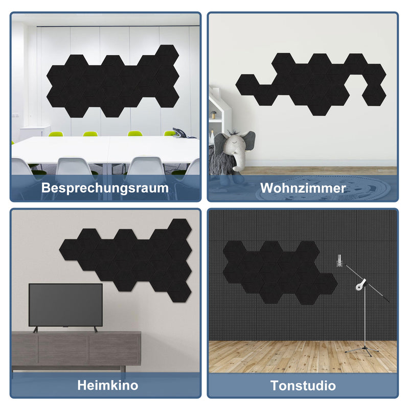 Sonnewelt Akustikplatten Wandpaneele Selbstklebend 12/18 Stück Hexagonal Kerben