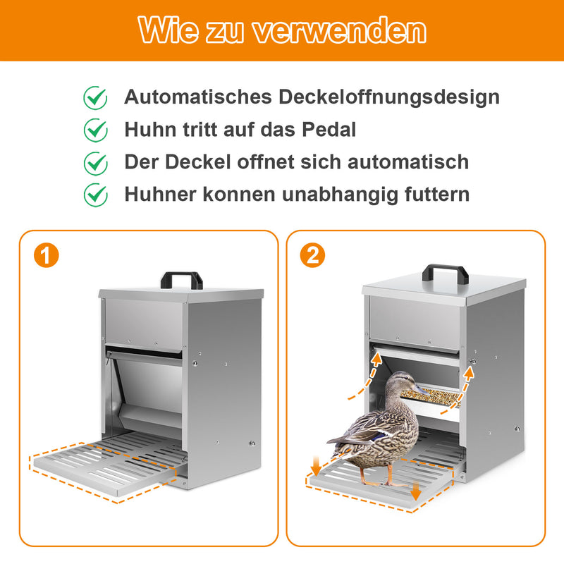 Sonnewelt Futterautomat Hühner 5KG Futterspender Futtertrog