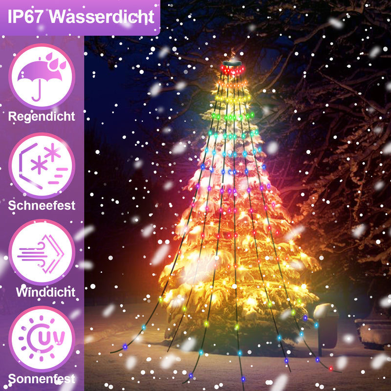 Sonnewelt Christbaumbeleuchtung mit APP-Kontrolle 160 LEDs IP67