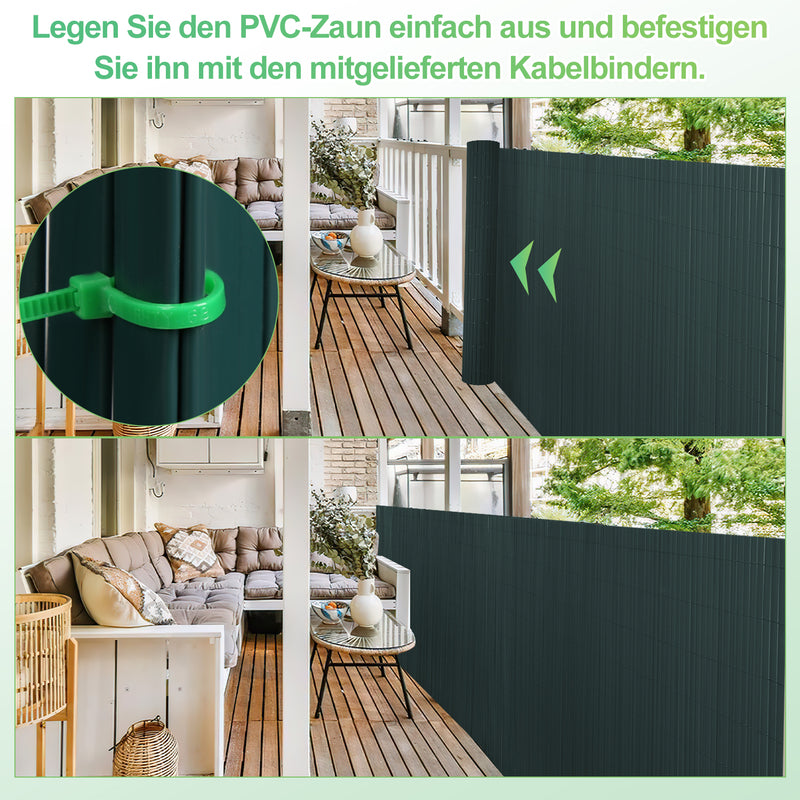 Sonnewelt PVC Sichtschutzmatte mit Kabelbindern 3-Gewicht-Verstärkung