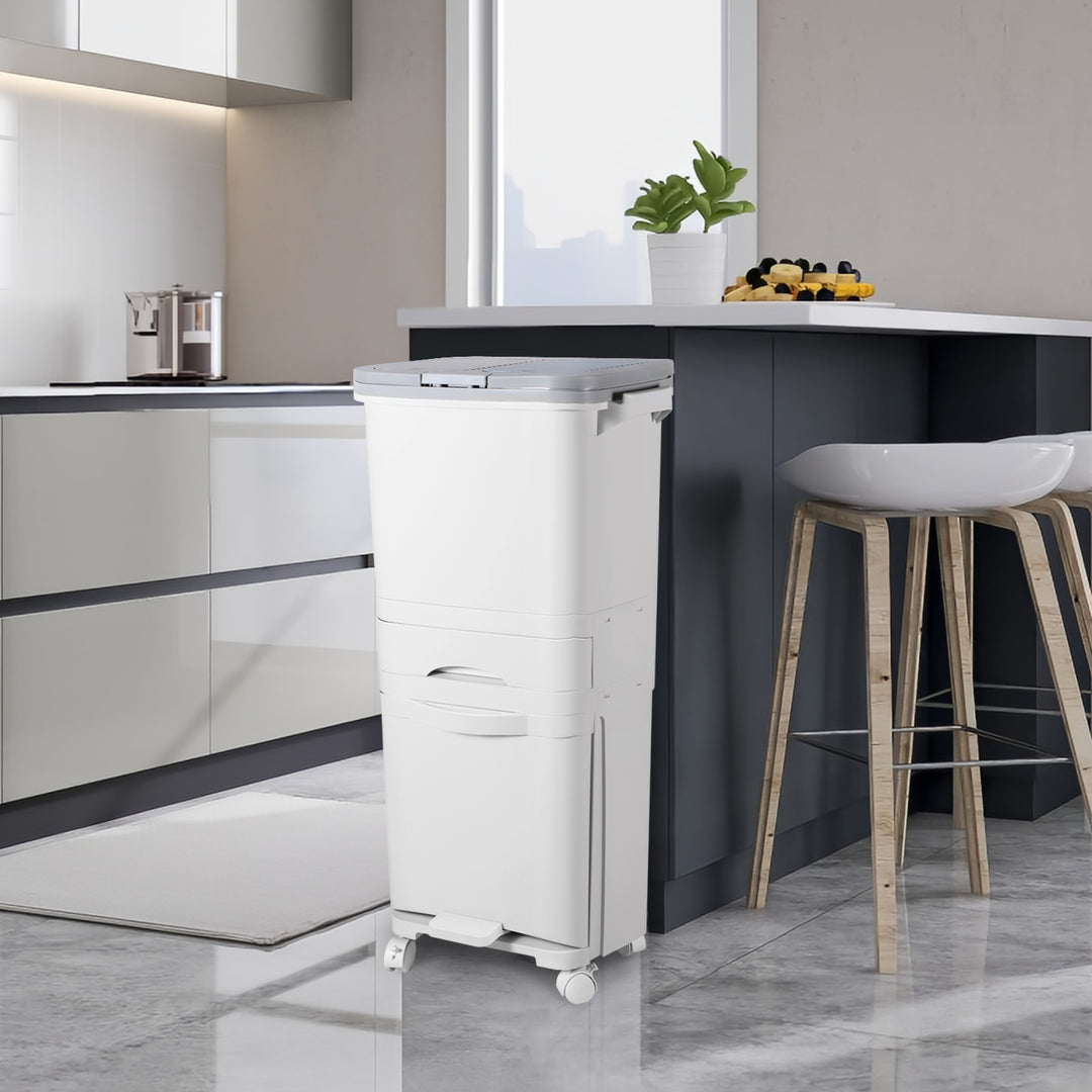 Sonnewelt Mülleimer Küche 42L Mülltrennsystem 3 Fächer