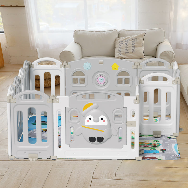 Sonnewelt Laufstall baby Faltbares mit Kriechmatte und Geschichtenbox