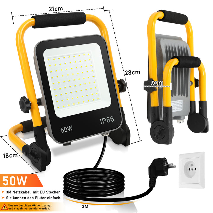 Sonnewelt LED Baustrahler 50W-200W Kaltweiß IP66