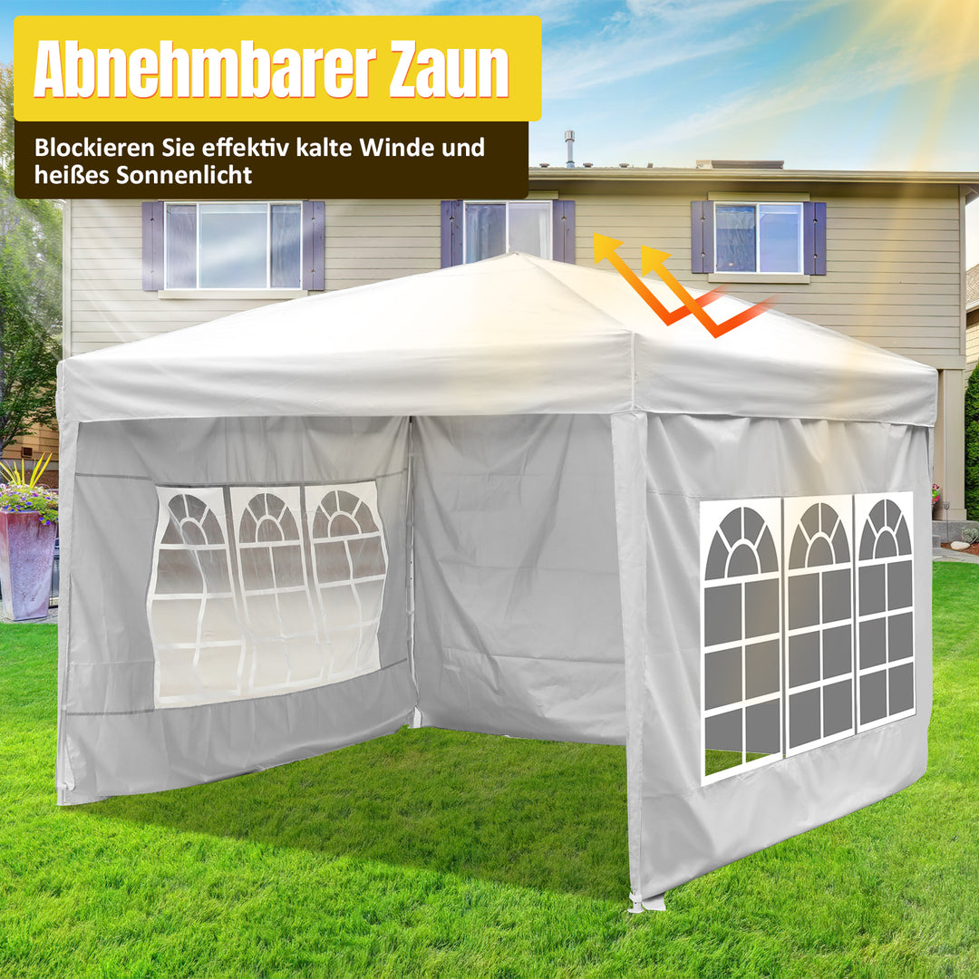 Sonnewelt Pop-Up Pavillon Gazebo mit Zentralverriegelung 3x3m mit Seiten
