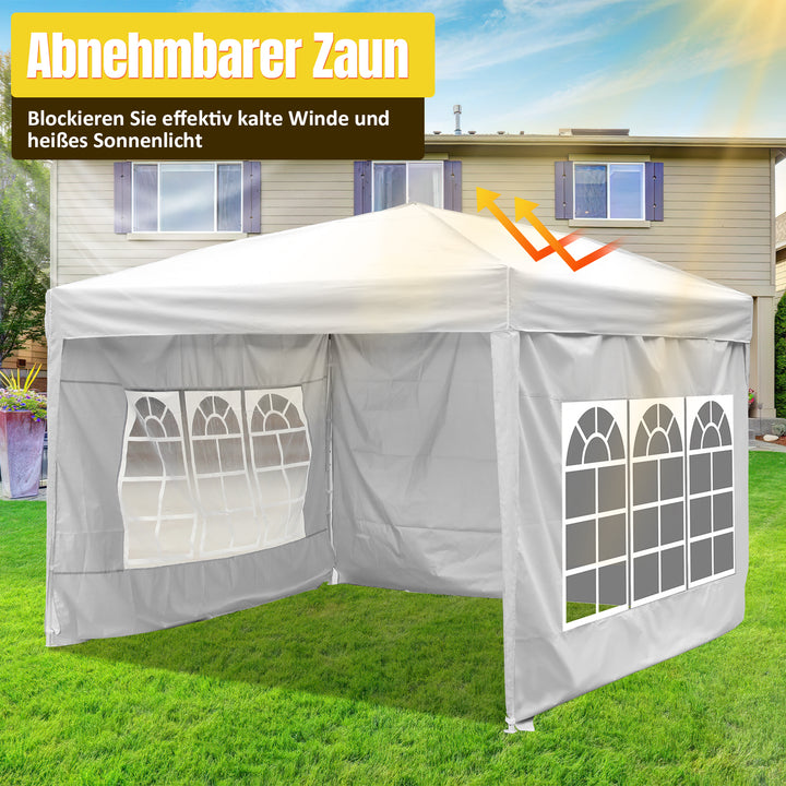 Sonnewelt Pop-Up Pavillon Gazebo mit Zentralverriegelung 3x3m mit Seiten