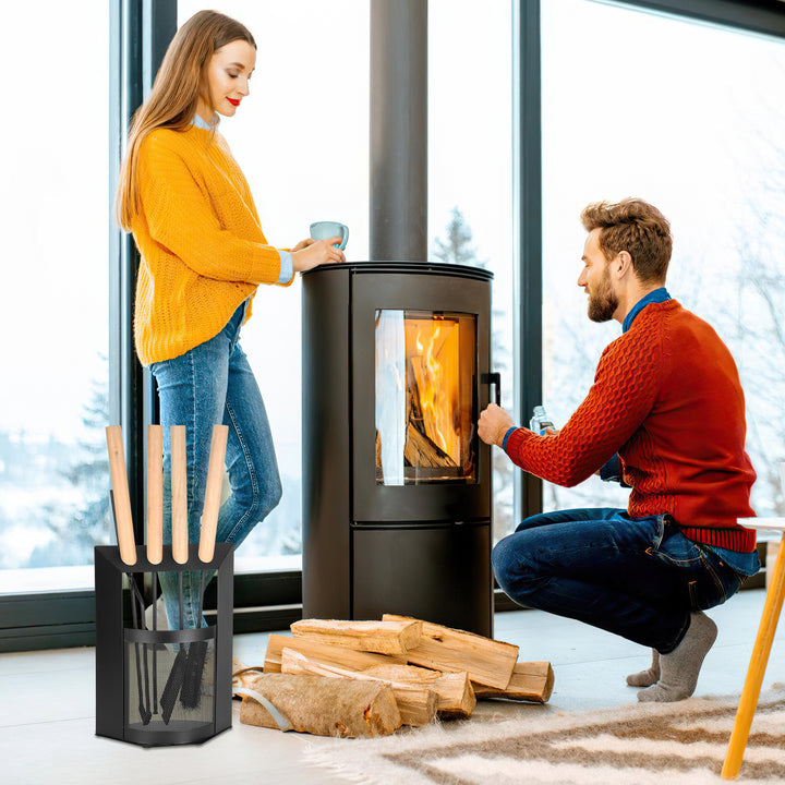 Sonnewelt fireplace tools 4-piece fireplace tools set wooden handle