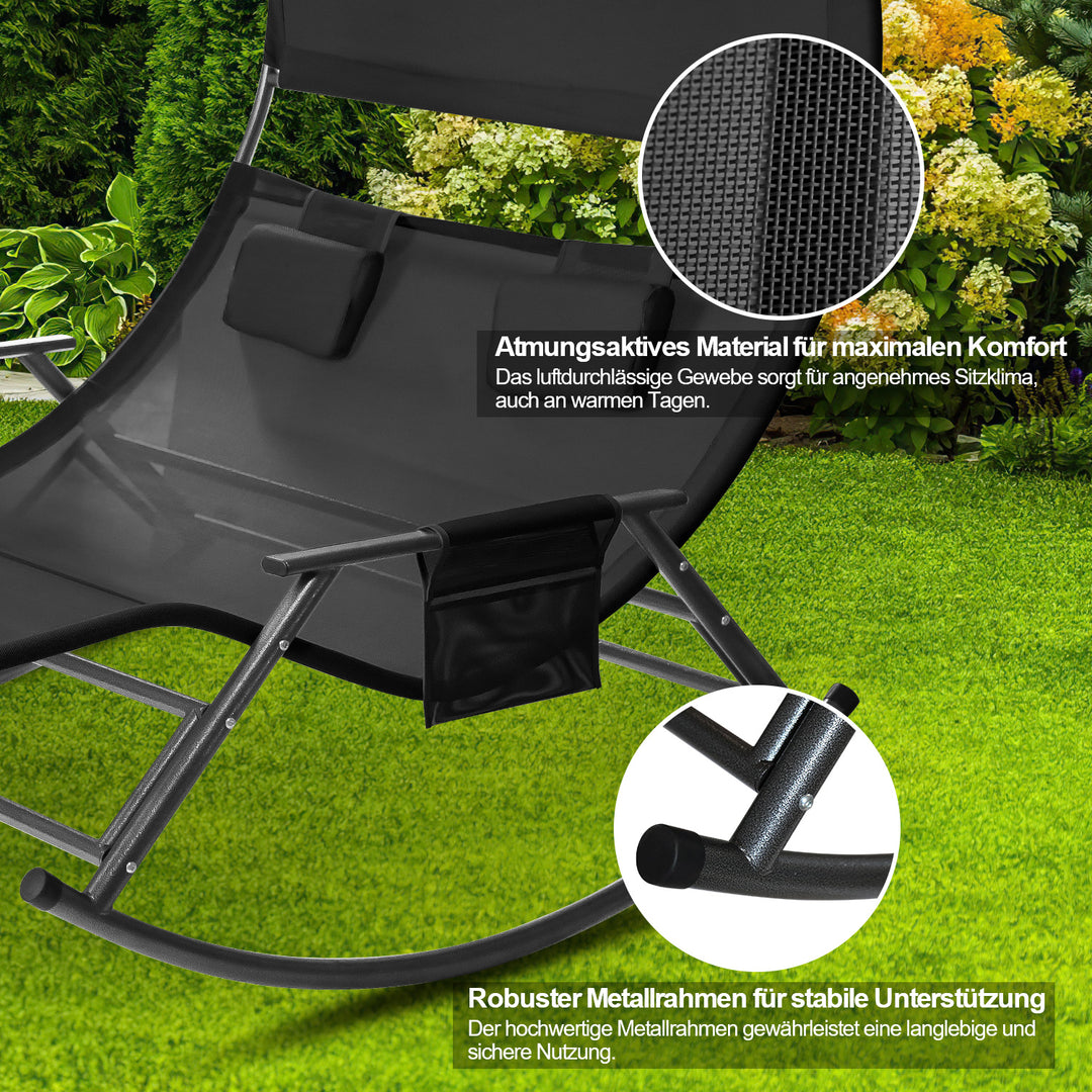 Sonnewelt Doppelliege Sonnenliege mit Sonnendach Outdoor