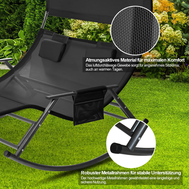 Sonnewelt Doppelliege Sonnenliege mit Sonnendach Outdoor