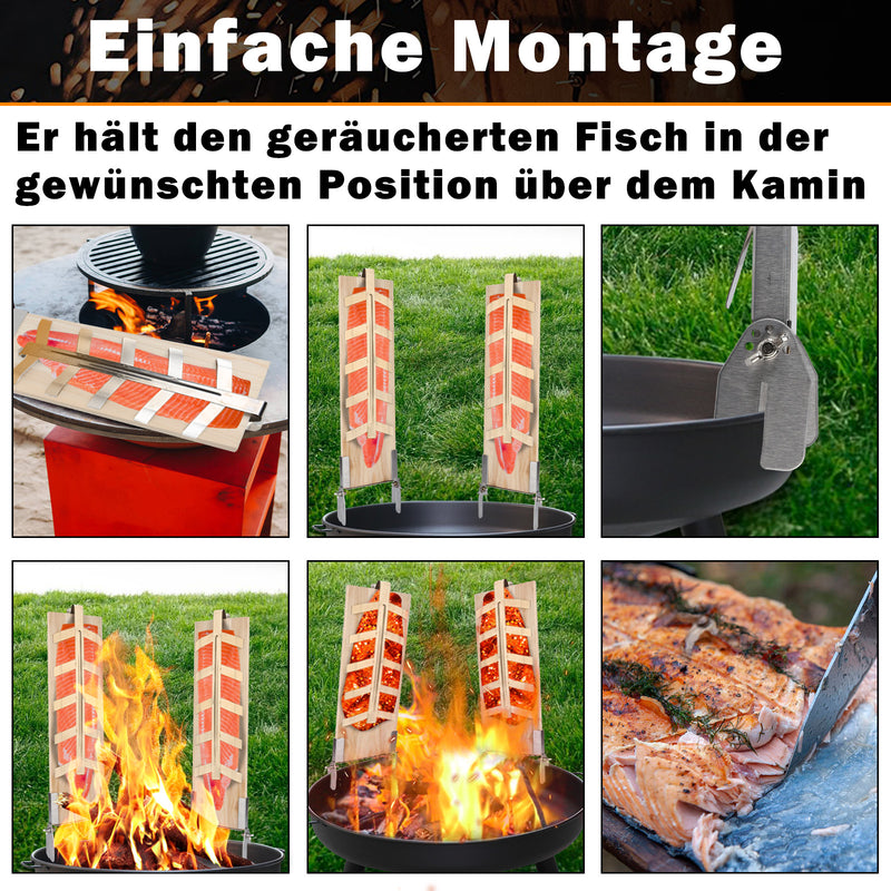 Sonnewelt Flammlachsbrett Lachsbrett 2er Set für Feuerschalen
