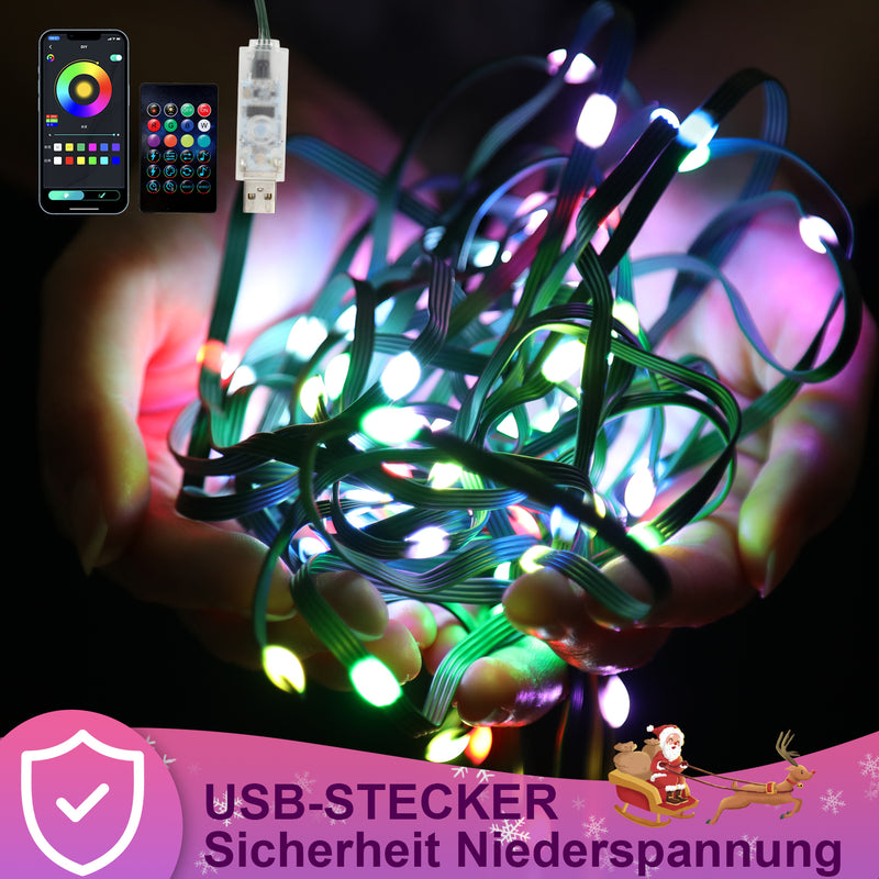Sonnewelt Christbaumbeleuchtung mit APP-Kontrolle 160 LEDs IP67