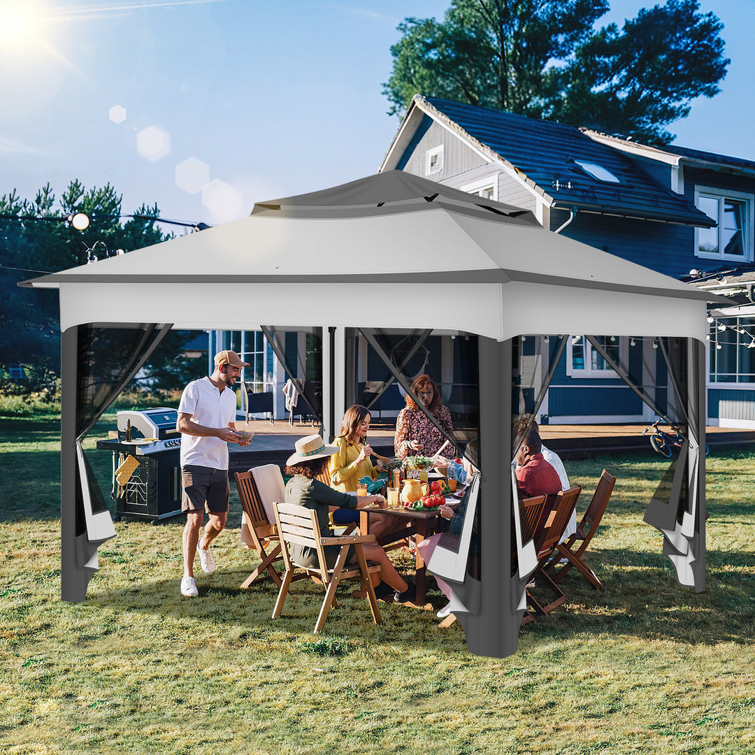 Sonnewelt Pavillon Gartenhütte Faltbares mit Doppeldach 3,3x3,3m